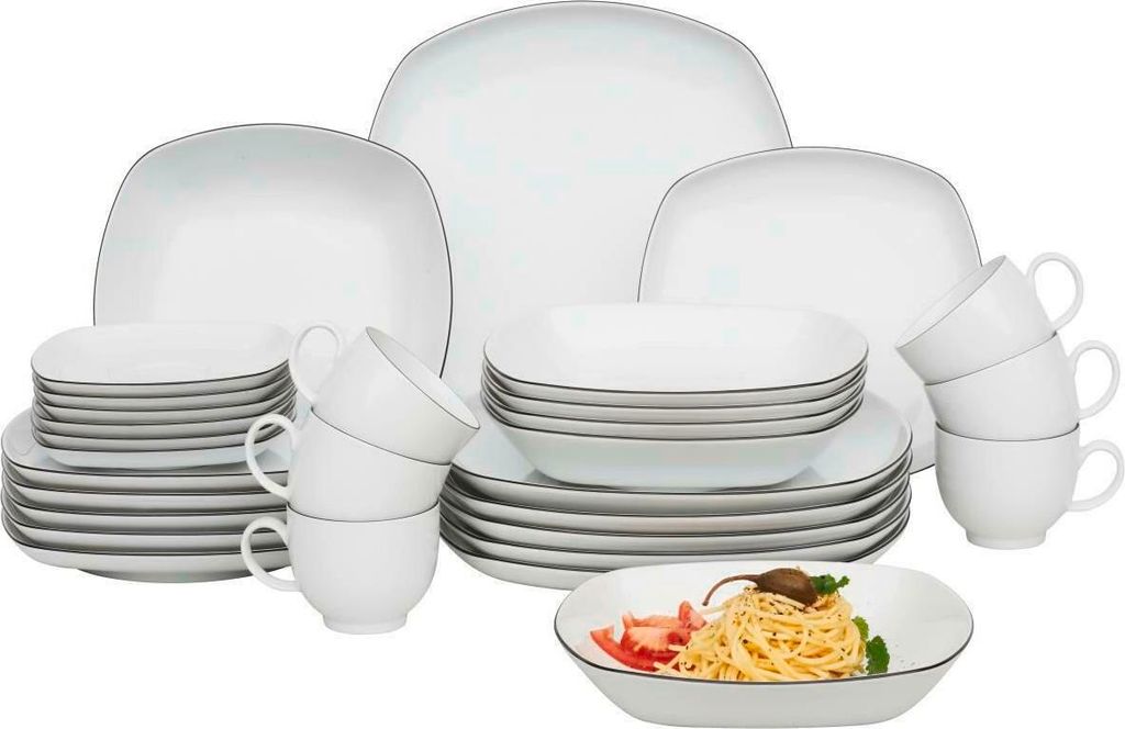 Seltmann Weiden Kombiservice Lido Black Line 30-tlg. eckig