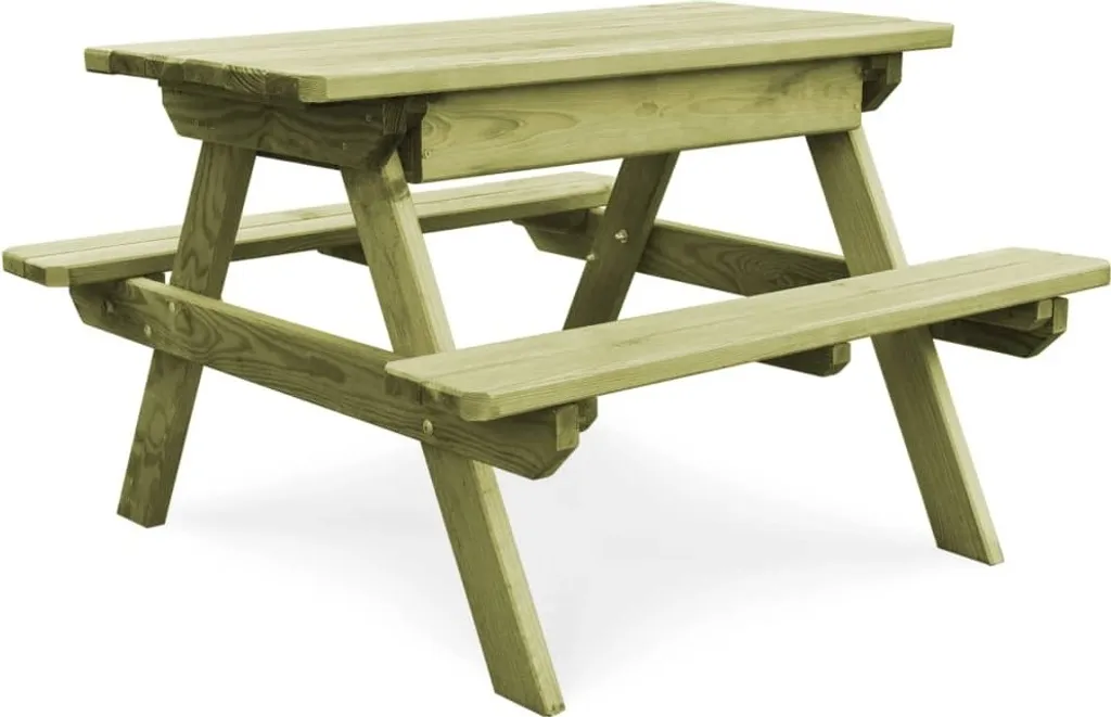 Table de jardin avec bancs pour enfants en bois naturel imprégné