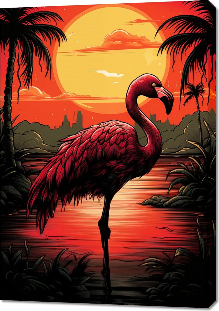 Bild 70x100cm Flaming über Wasser