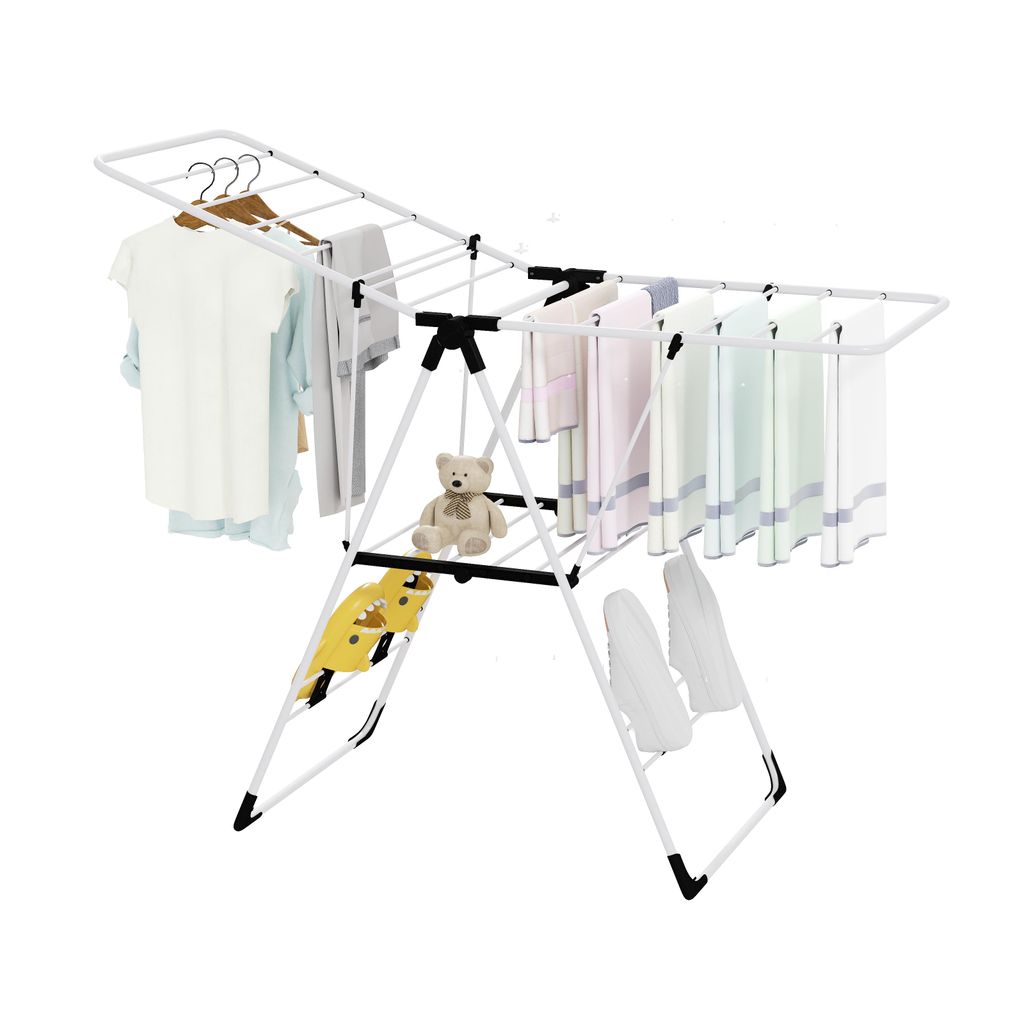 COSTWAY Wäscheständer Wäschetrockner Flügelwäschetrockner Standtrockner Wäsche Trockengestell Metall und Kunststof ausziehbar