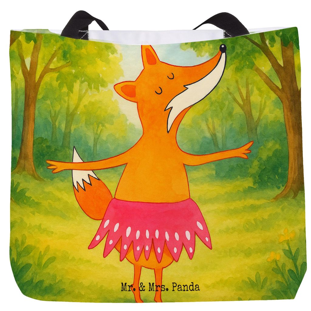 Mr. & Mrs. Panda Tote Bag Fuchs Ballerina Design - Weiß - Geschenk, Schultasche, Stoffbeutel, Einkaufstasche, Ballett, Tasche, Laptoptasche, Gebur...