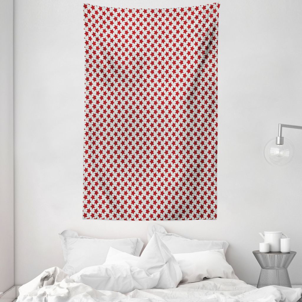 ABAKUHAUS Sterne Wandteppich und Tagesdecke, Marine inspiriert Stripes aus Weiches Mikrofaser Stoff Waschbar ohne Verblassen Digitaldruck, 140 x 23...