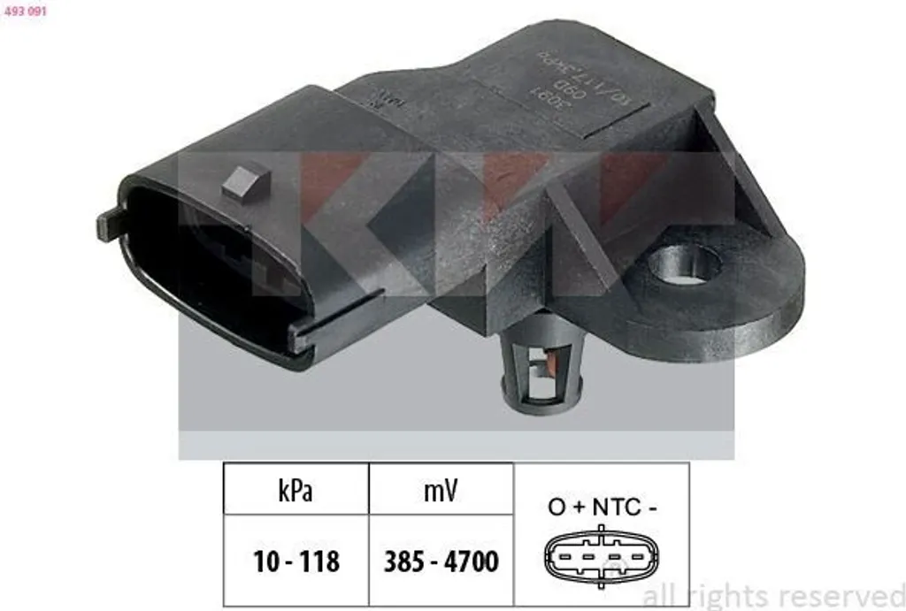 Capteur de pression d'air KW 493 091 pour Opel Combo X12 de qualité