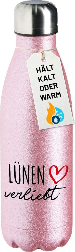 Huuraa Trinkflasche Lünen verliebt 500ml Pink Edelstahl Wasserflasche Trinkflasche Geschenkidee