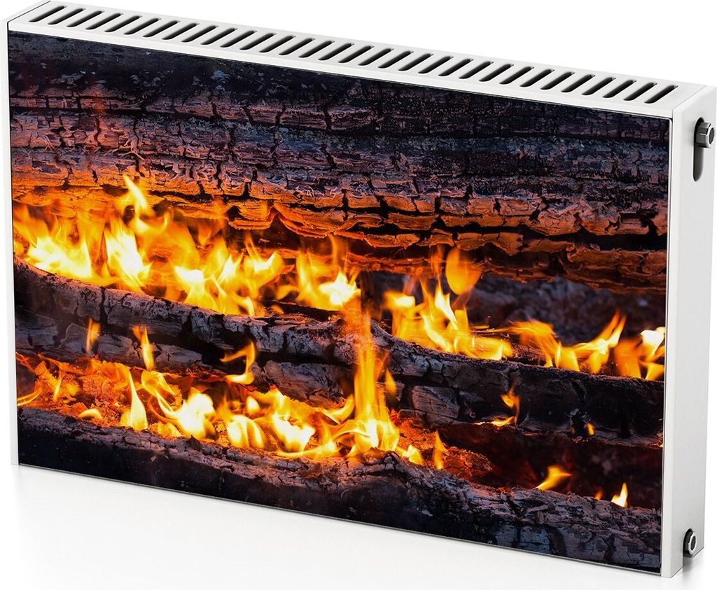 Feuerholz – Magnetische Heizkörperabdeckung – 90x60 cm – Magnet Heizkörperabdeckung – 3D Würfel – Heizkörperverkleidung – Magnetisc...