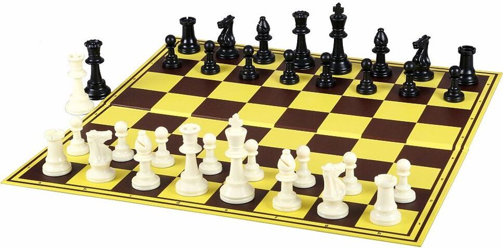 Projektset "Schachbildung in der Schule" Plus (15 x faltbares Schachbrett aus Karton mit gewichteten Schachfiguren + 1 x Demonstrationsschachbrett