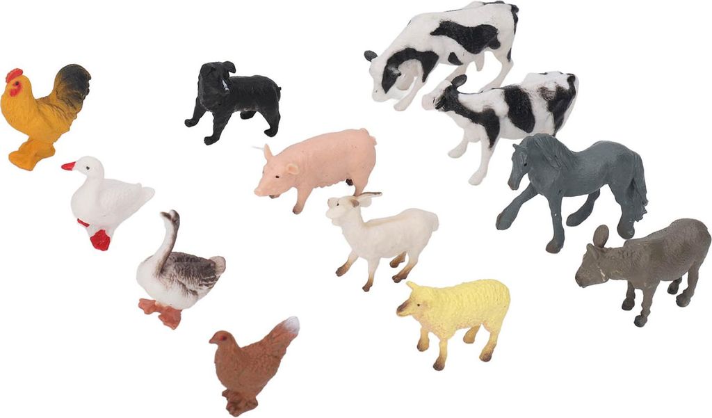 12-teiliges Miniatur-Tiermodell, pädagogisches, lebensechtes Mini-Bauernhof-Modell-Set für Kinder ab 3 Jahren