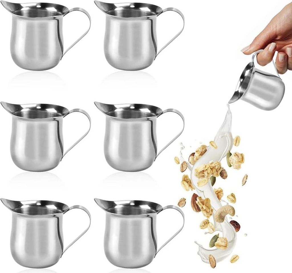 Kleine Milchkanne - Edelstahl Sirupspender - 6 Stück - 90 ml