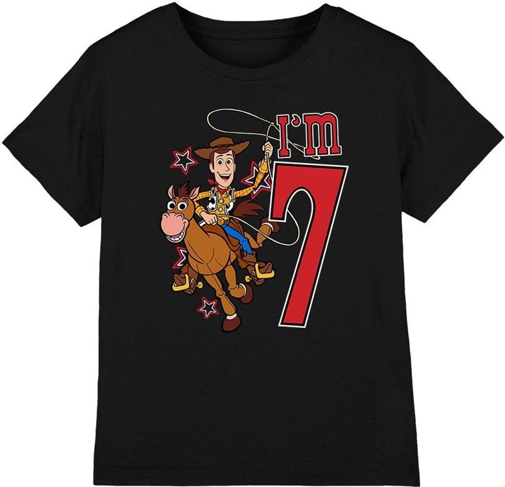 Toy Story - "I'm 7" T-Shirt für Kinder - Geburtstag TV4315 (116) (Schwarz)