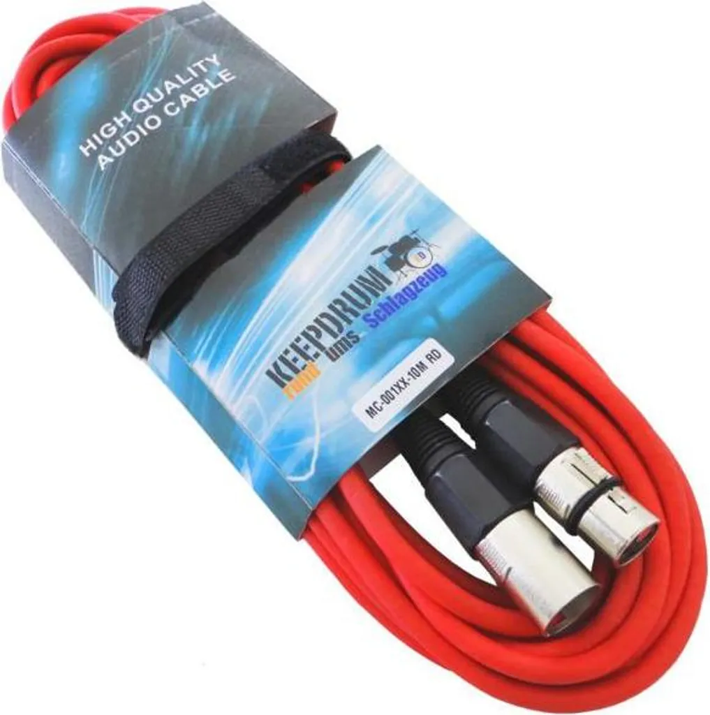 Câble Micro XLR 10m keepdrum Set de 4 Couleurs Rouge Bleu Vert Jaune - 2