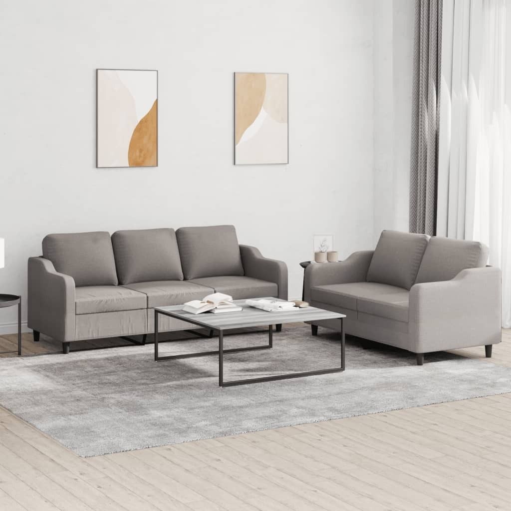 Maison Exclusive - 2-tlg. Sofagarnitur mit Kissen Taupe Stoff