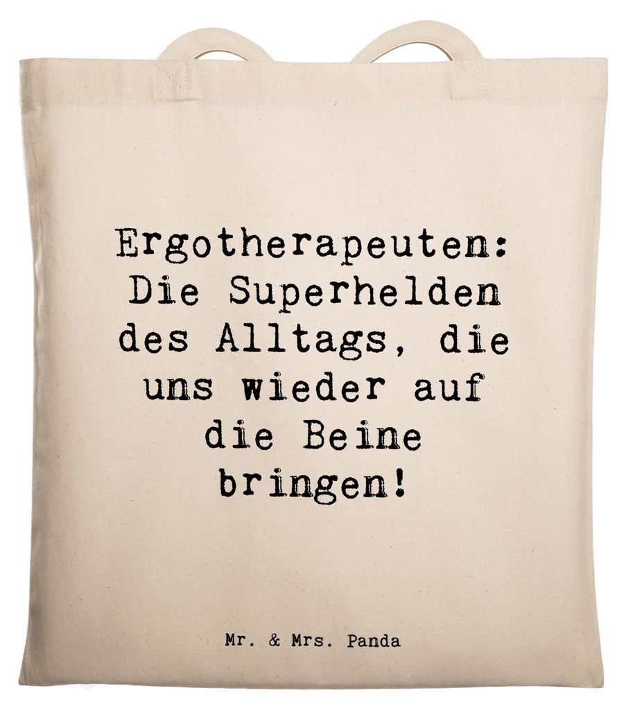 Mr. & Mrs. Panda Schultasche Spruch Ergotherapeutin Superhelden - Transparent - Geschenk, Beruf, Geschenke mit Herz, Laptoptasche, Tasche, Baumwoll...