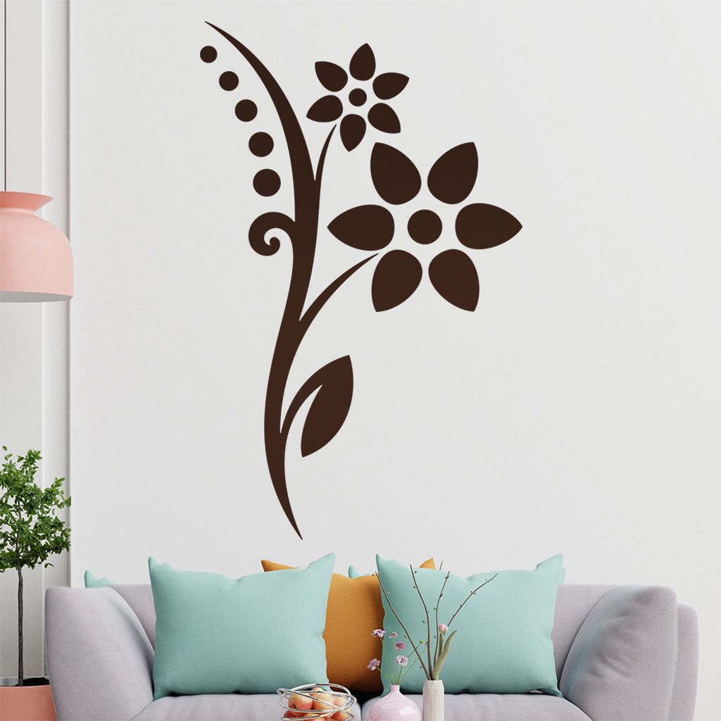 Blume - Punkte Linien Wandtattoo in 6 Größen - Wandaufkleber Wall Sticker - Dekoration, Küche, Wohnzimmer, Schlafzimmer, Badezimmer