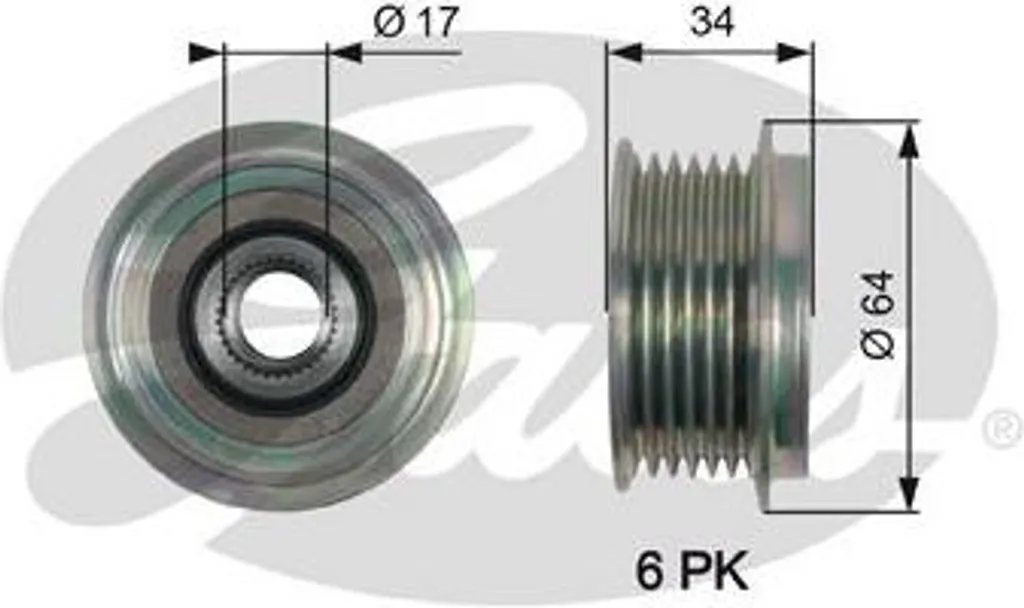 Stop bruits alternateur avec la poulie GATES OAP7167 pour Volvo V70 S80