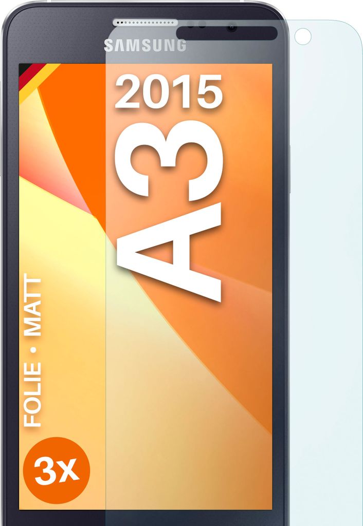 moex 3x Schutzfolie kompatibel mit Samsung Galaxy A3 (2015) - Displayschutzfolie Anti Reflex Folie, Matt