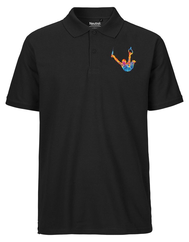 Huuraa Herren Polo Shirt Gymnastik Ringe M Black Bio Baumwolle Fairtrade Poloshirt Geschenkidee