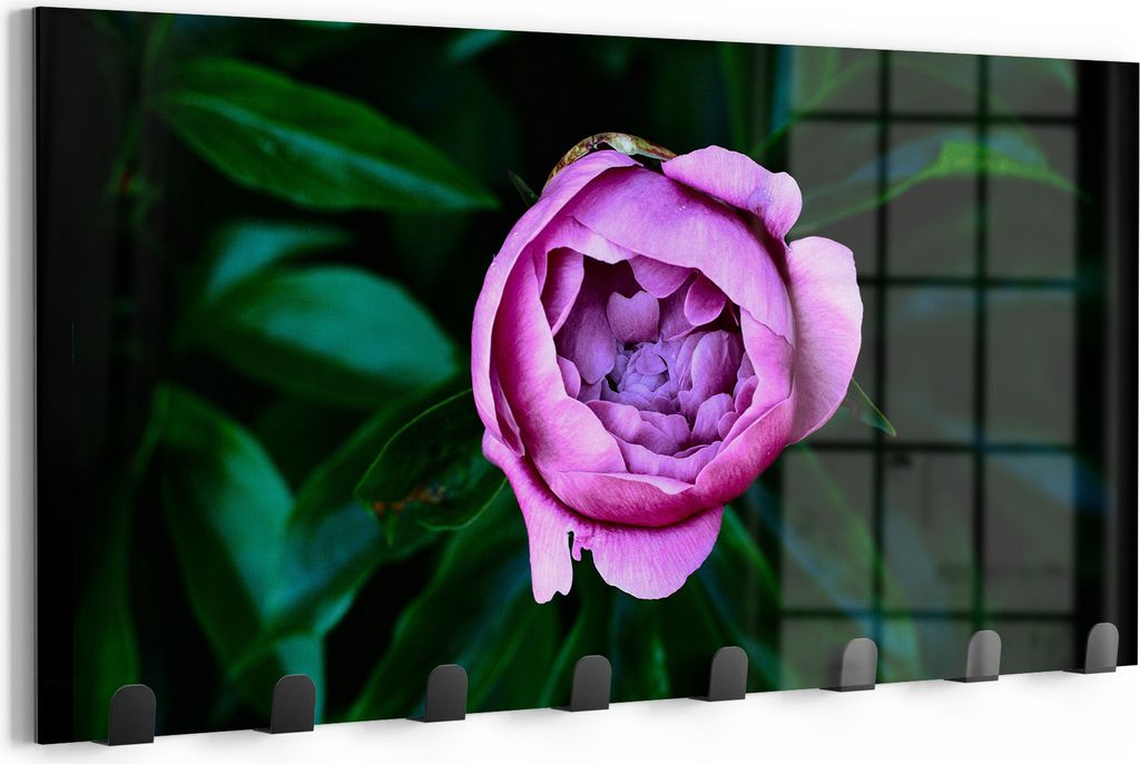 DEQORI Kleiderhaken Glas 60x30 cm 'Rosa Blütenzauber' Wand Garderobe beschreibbar Paneel