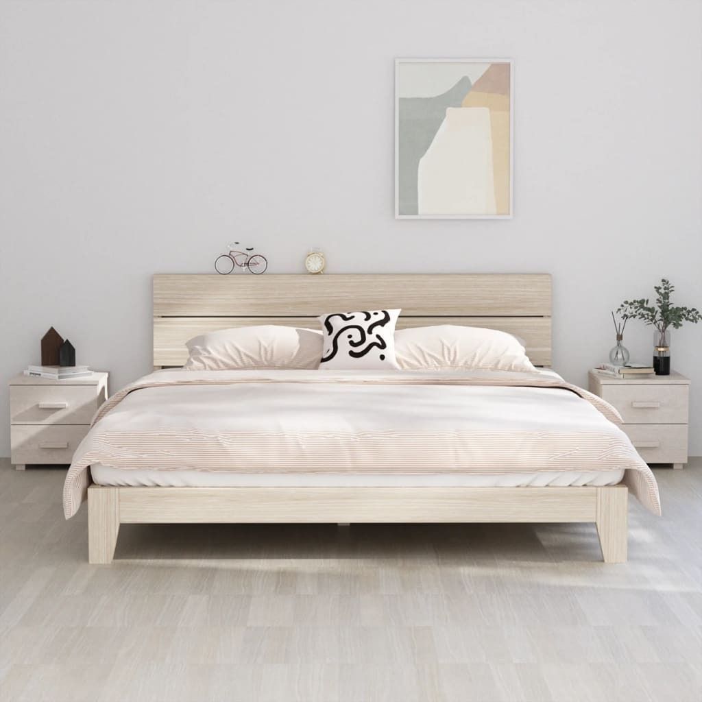 "2026 Promotion" Nachttische HAMAR 2 Stk. - Hohe Qualität - Weiß 40x35x44,5 cm Massivholz - Nachtkommode CC20410