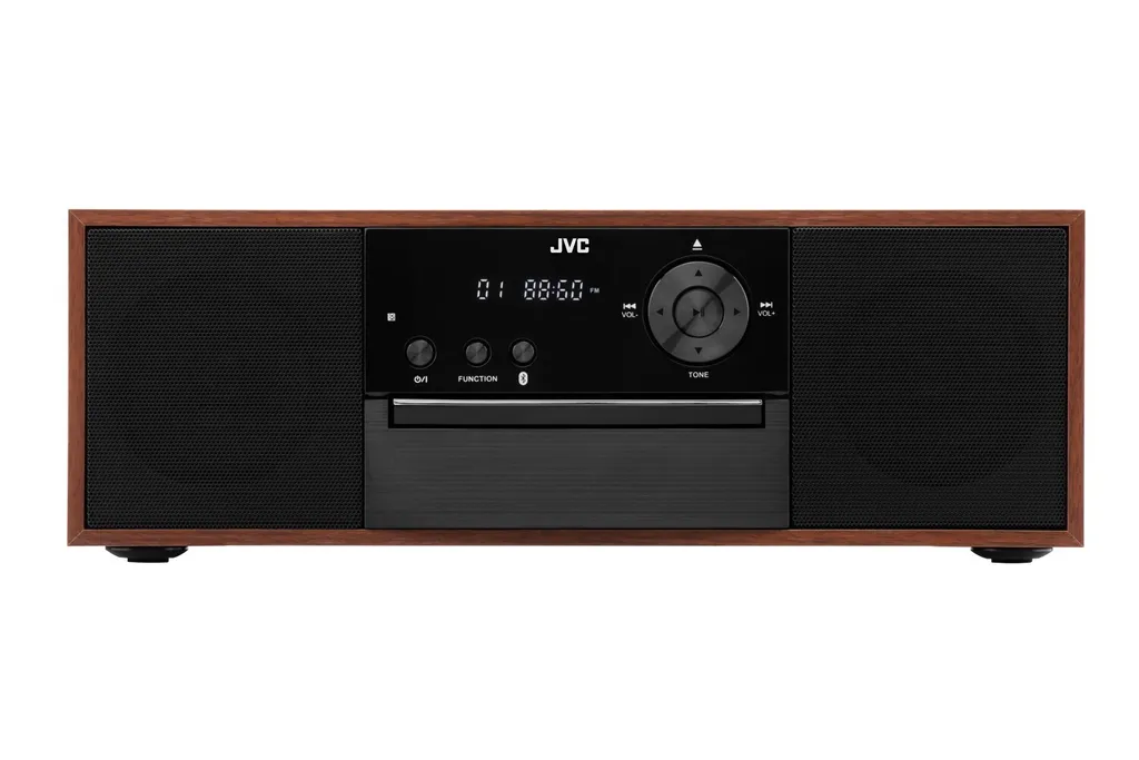 Mini Tour JVC RD-E761 Design Bois avec Bluetooth et Puissance Stéréo Pure