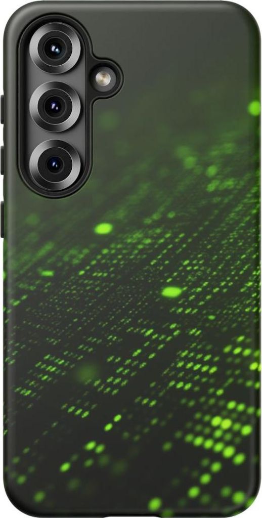 Futuristisches grünes Partikelraster – Hülle Kompatibel mit Galaxy S25