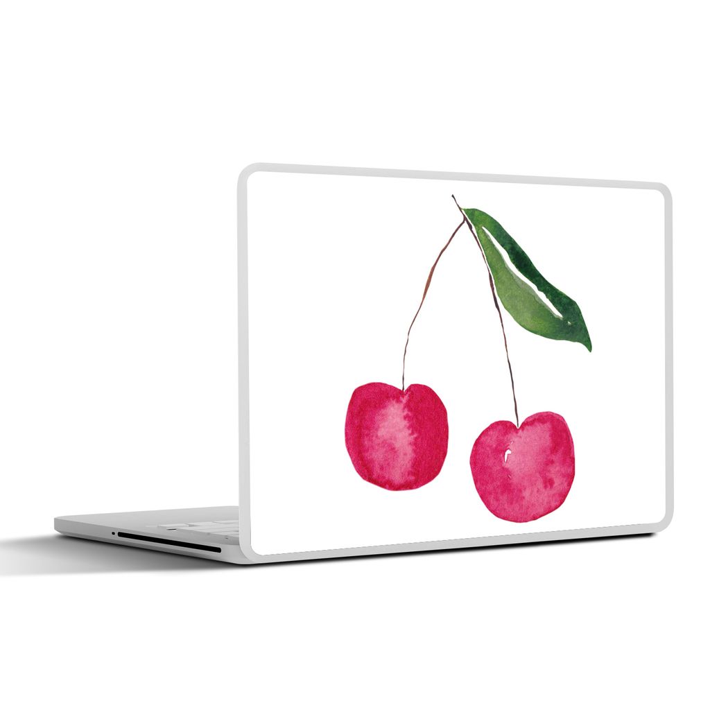 MuchoWow Laptop Aufkleber Sticker Cover Kirschen - Aquarell - Weiß 36.5x27.5 cm - Laptop-Sticker