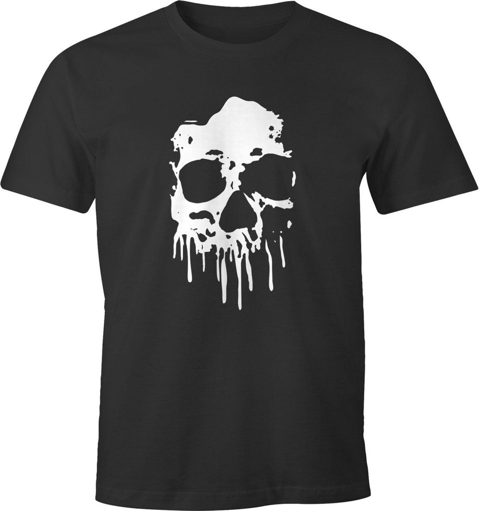 Herren T-Shirt Print Totenkopf Skull Blood Blut Paint Badge Fun-Shirt Moonworks anthrazit XL