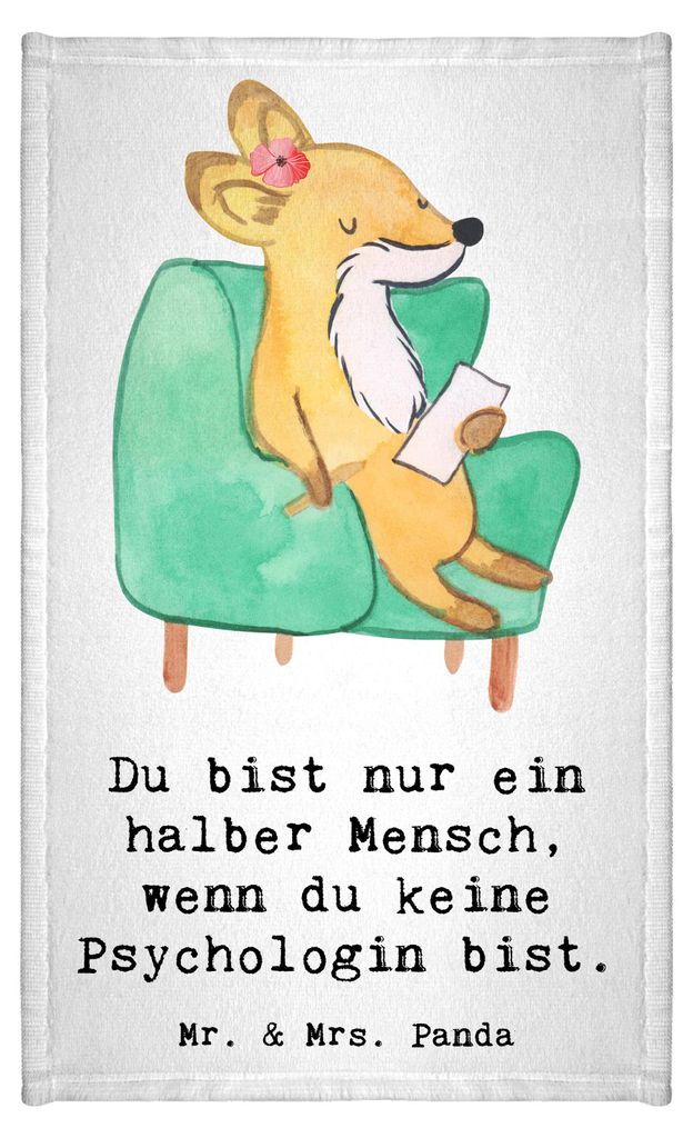 Mr. & Mrs. Panda Handtuch Psychologin Herz - Weiß - Geschenk, Gästehandtuch 30x50, Frotteetuch, Kleines, Gästetuch, gäste wc