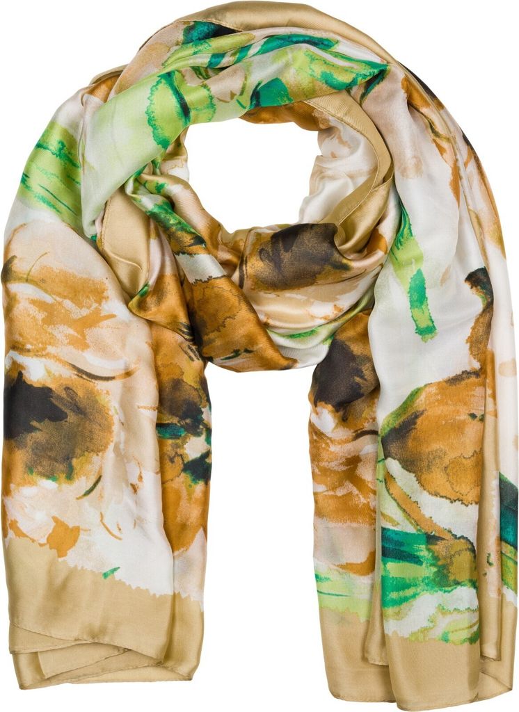 styleBREAKER Damen Schal mit buntem Blumen Muster im Aquarell Stil, Seidig leichtes Tuch 01016238