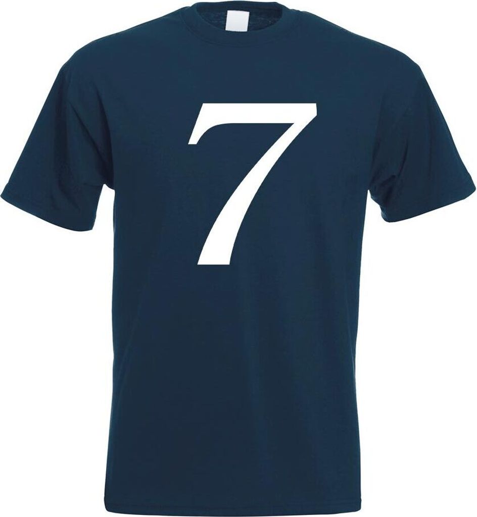 Kiwistar - T-Shirt - Navy - Zahl 7 - Zahlen Nummern Motiv Bedruckt Funshirt Design Print - mit Motiv Bedruckt - Funshirt Design - Sport - Freizeit ...