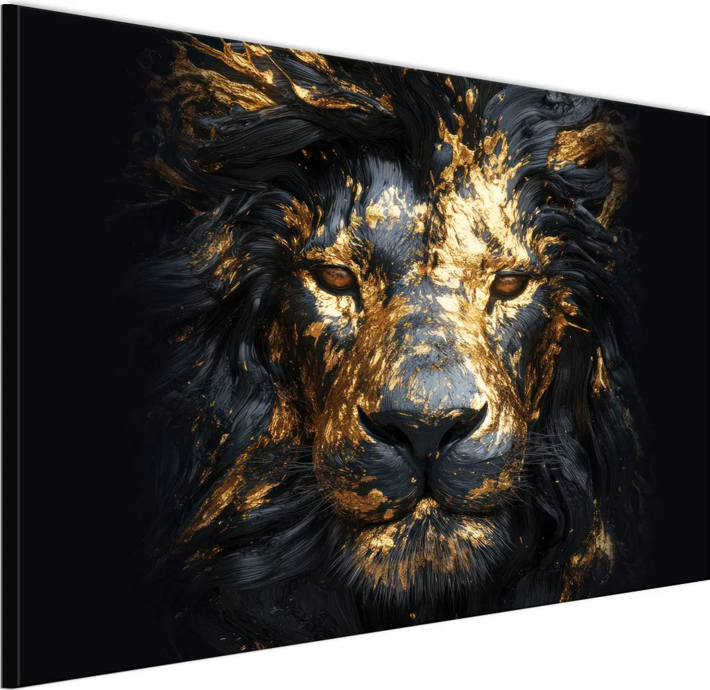 LUMASOUL Quadri su tela con motivo animali, quadri da parete cornice in legno, quadri 90x60cm leone