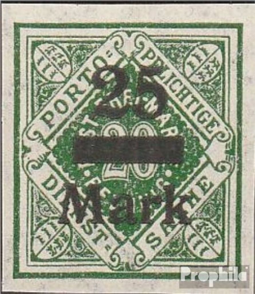 Briefmarken Württemberg 1923 Mi D163U ungezähnt mit Falz Ziffern in Raute