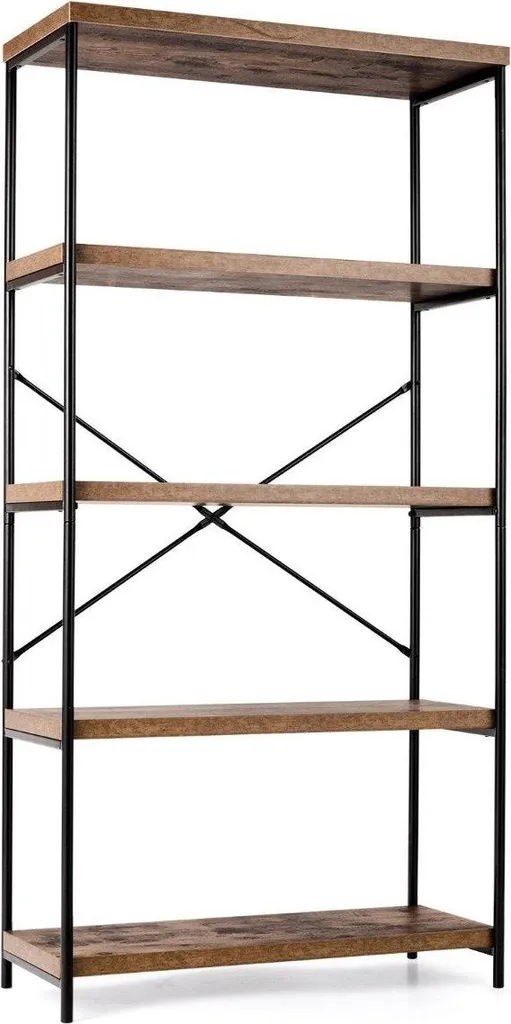 Étagère de bureau marron 5 niveaux pour dossiers et décoration industrielle