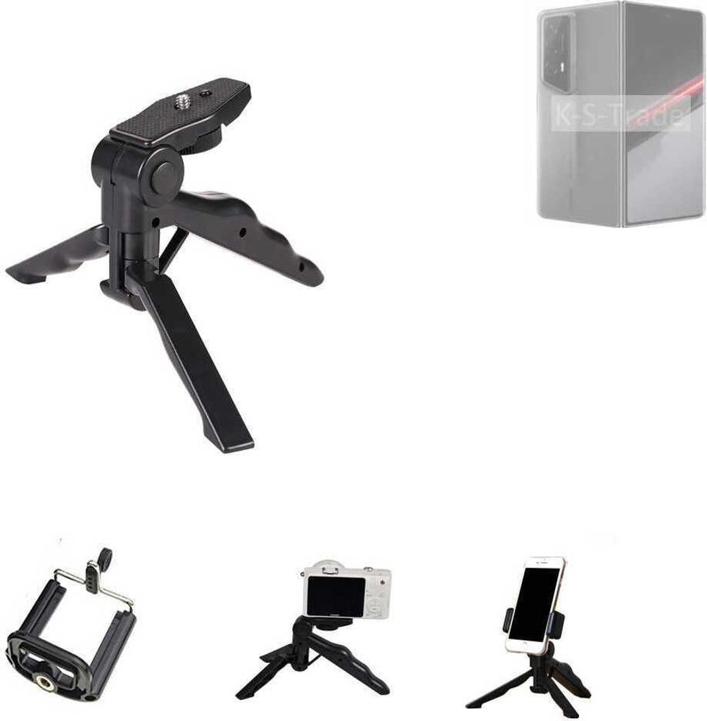 K-S-Trade Stativ Tisch-Ständer Dreibein Handy-Stativ Ständer kompatibel mit Honor Magic V2 RSR Mini-Stativ Smartphone Tripod Handy-Stativ aus