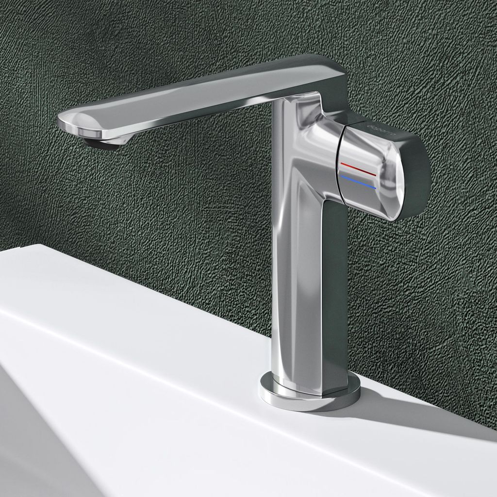 Mai & Mai Armatur Bad Wasserhahn Badezimmer Waschtischarmatur Einhebelmischer Mischbatterie Bad aus Messing mit Wassersparfunktion Silber 1180
