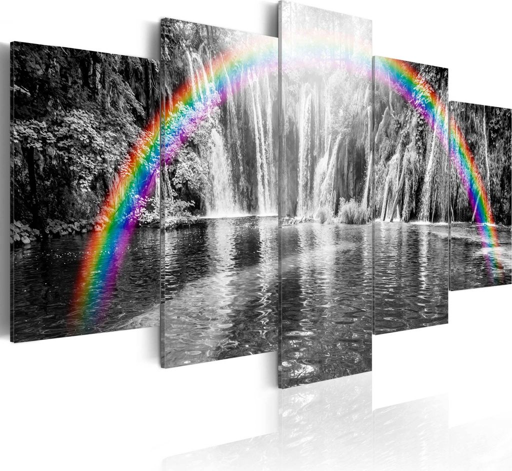 Modernes Wandbild c-A-0071-b-p (150x75) - 5 Teilig Bilder Fotografie auf Vlies Leinwand Foto Bild Dekoration Wand Bilder Kunstdruck WASSERFALL LAND...