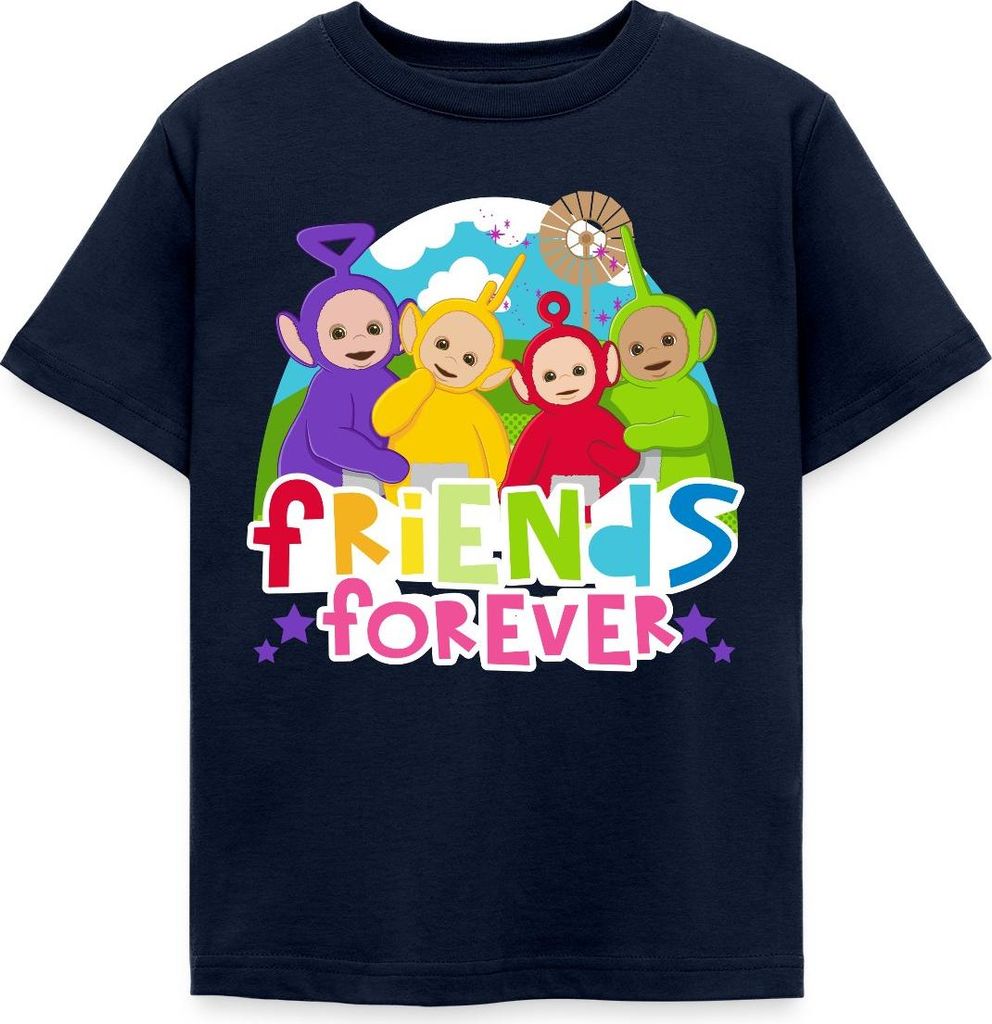 Spreadshirt Teletubbies Friends Forever Süßes Design Kinder T-Shirt, 98/104 (3-4 Jahre), Navy