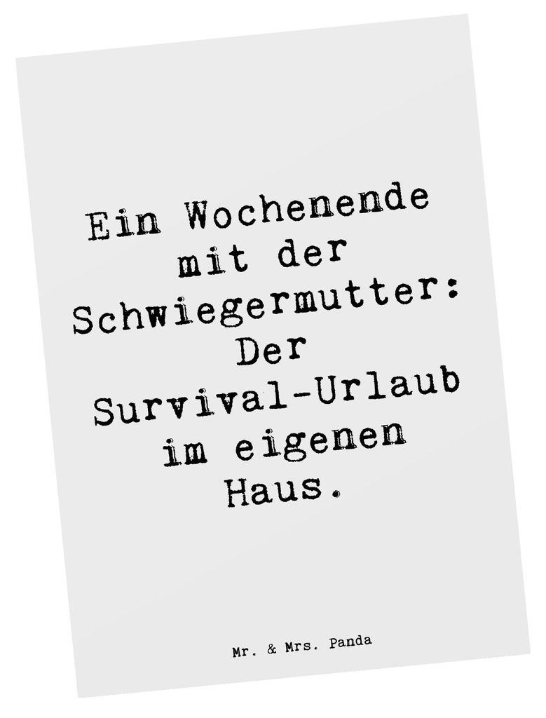 Mr. & Mrs. Panda Postkarte Spruch Schwiegermutter Abenteuer - Weiß - Geschenk, Ansichtskarte, herzerwärmende Sprüche, Geschenke, Schwiegereltern...