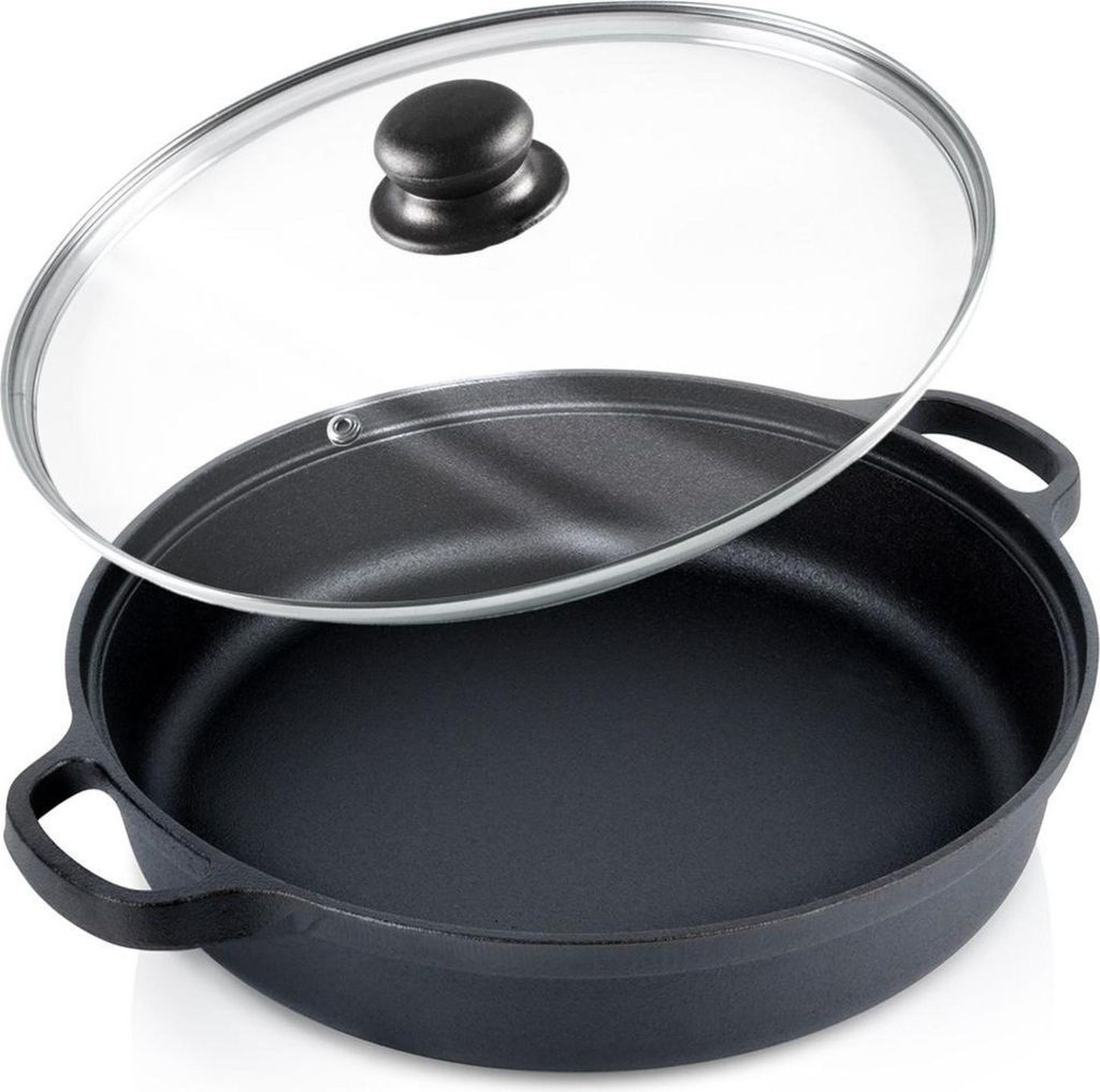 Orion | Tiefe Pfanne - 30 cm - 3,5 l - Granitbeschichtung - Induktion/Gas - Schwarz - Antihaftbeschichtung - mit Deckel - CAST LINE
