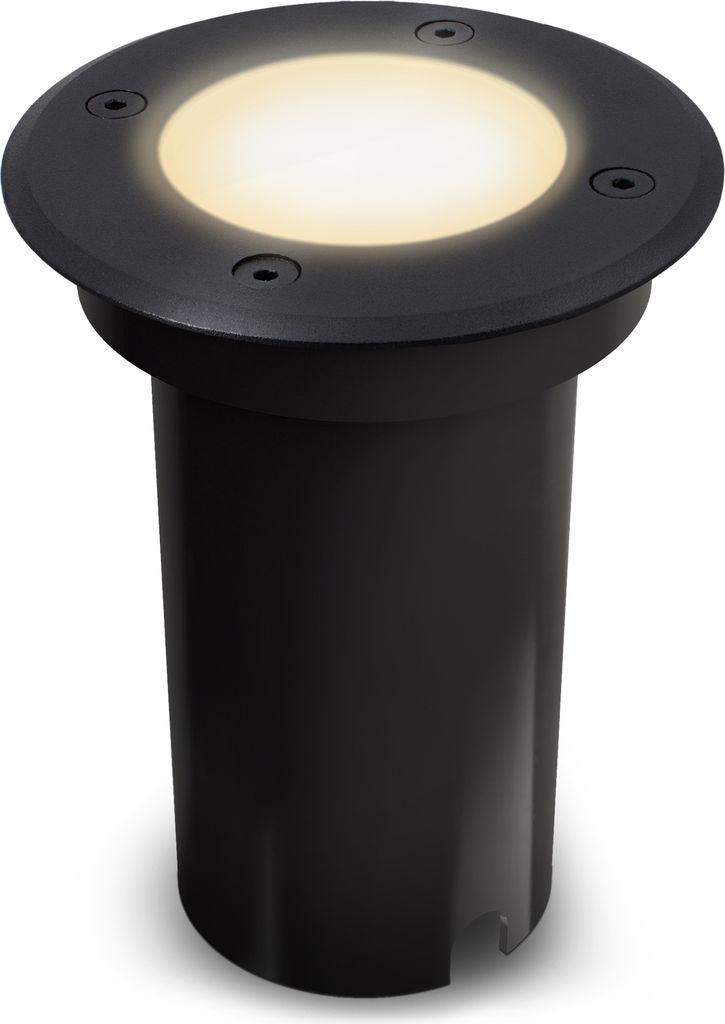 SSC-LUXon KALPA LED Bodeneinbaustrahler Bodenleuchte schwarz rund inkl. GU10 5W drei einstellbaren Lichtfarben 3CCT 230V IP67 regenfest & befahrbar