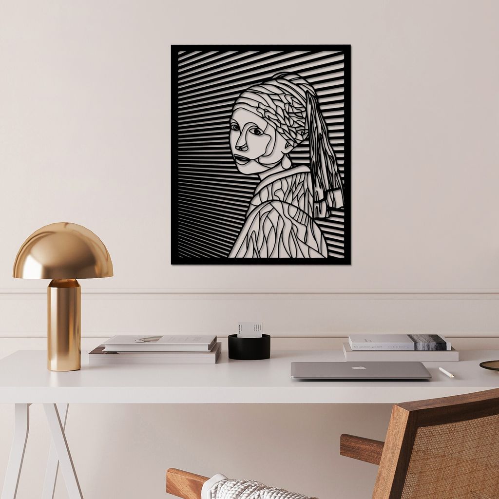 Wallity, Vermeer, Dekoratives Wandaccessoire aus Metall, Schwarz, 100 % METALL, 45,5 x 56 cm