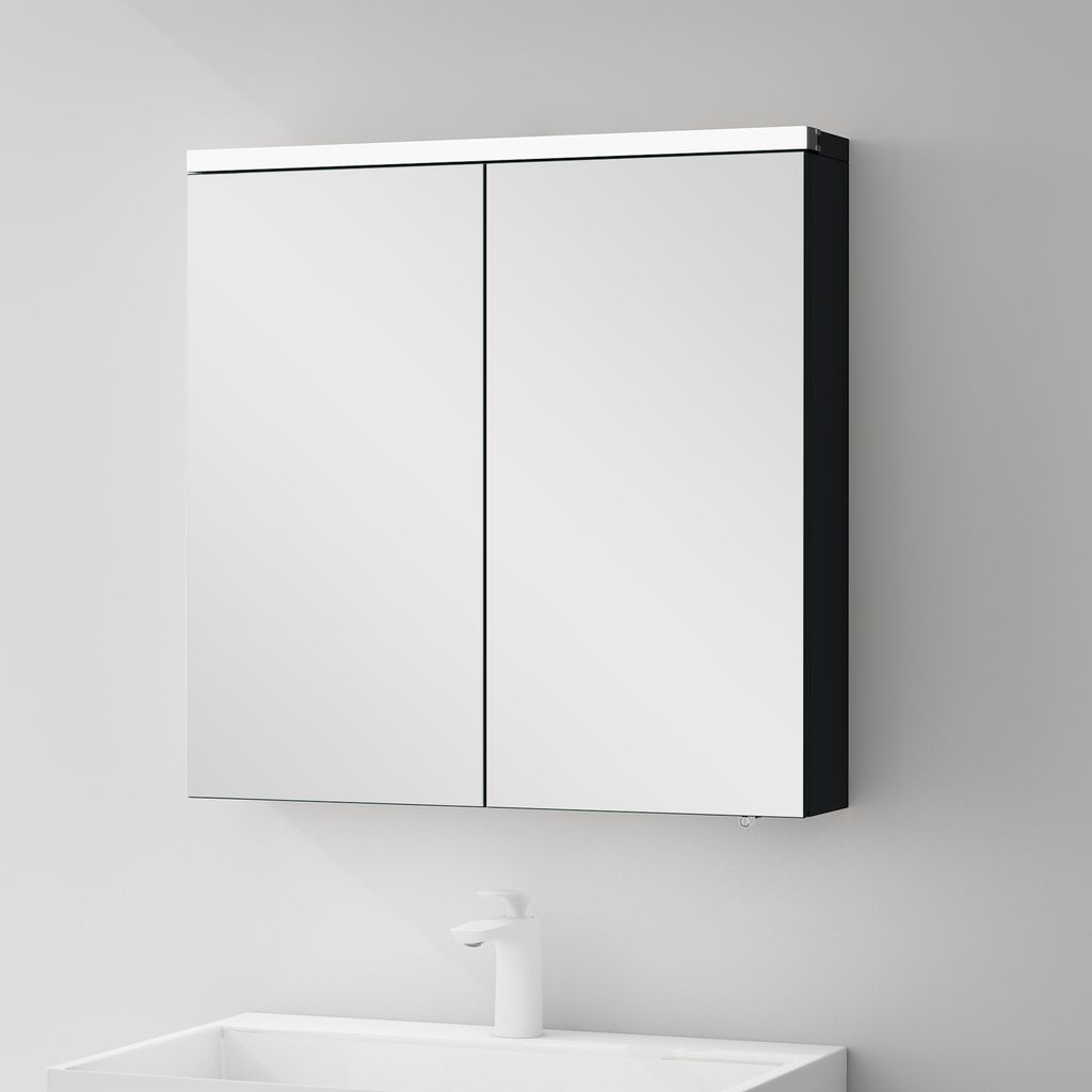 Mai & Mai Spiegelschrank Bad mit LED Beleuchtung Badezimmerschrank Hängeschrank Badezimmerspiegel BxTxH 70x15x70 cm Anthrazit matt Spiegelschrank-03