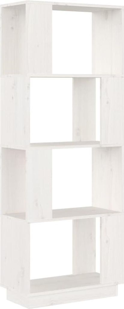 vidaXL Bücherregal/Raumteiler Weiß 51x25x132 cm Massivholz Kiefer