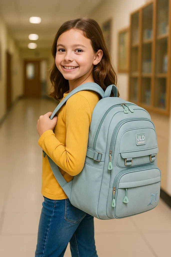 Sac à dos 30L imperméable bleu avec compartiments multifaces jeunesse