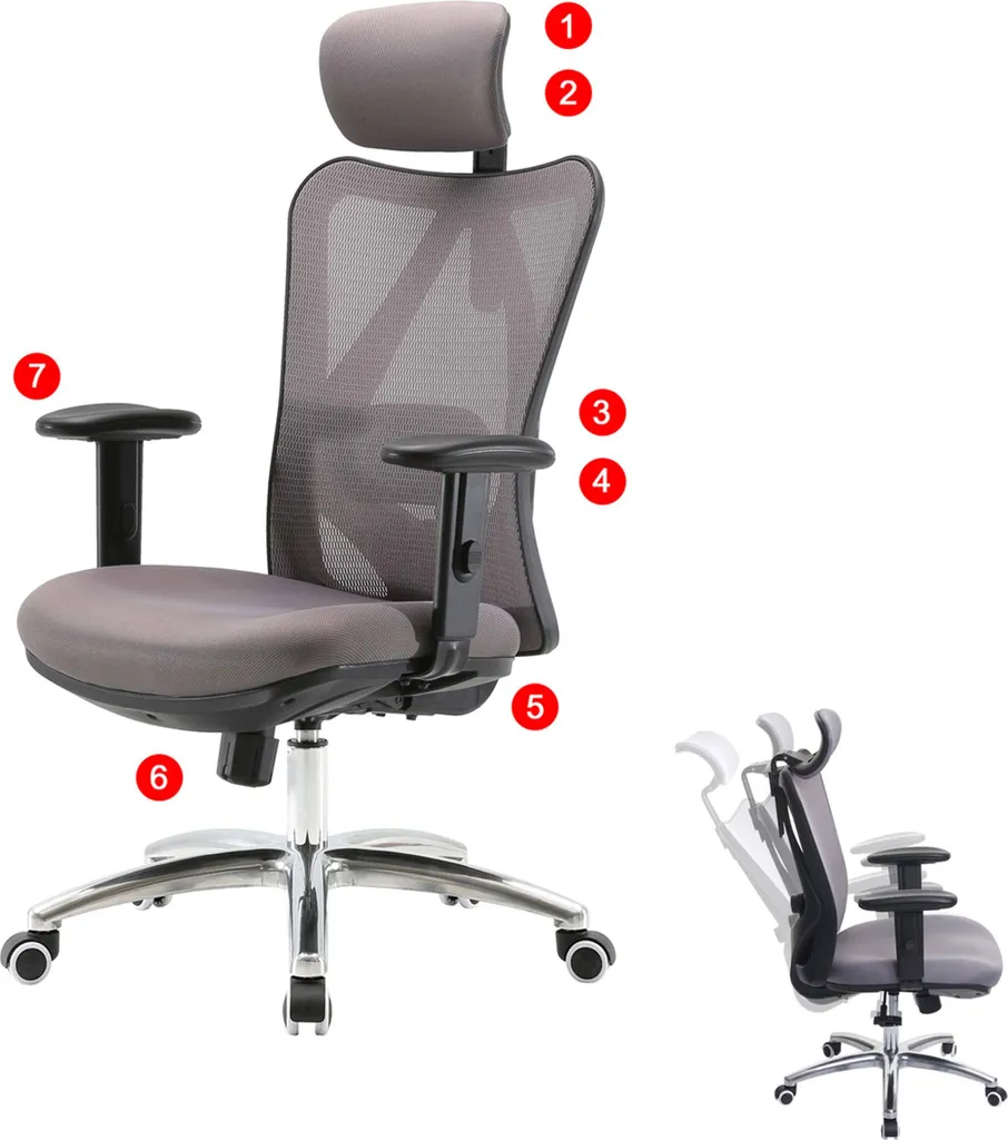 Chaise de bureau SIHOO pour le télétravail intense et sessions gaming