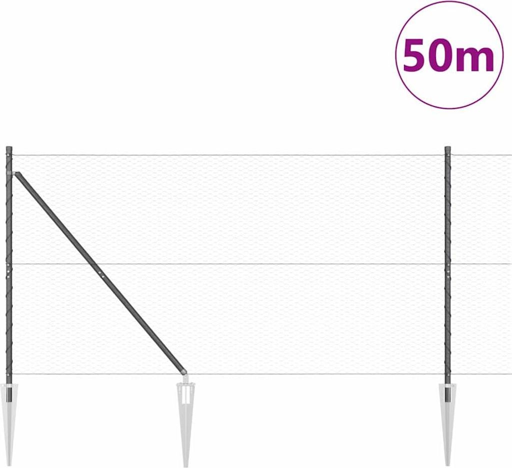 vidaXL Schweißdrahtzaun mit Spikes 50 x 1,2 m (B x H)