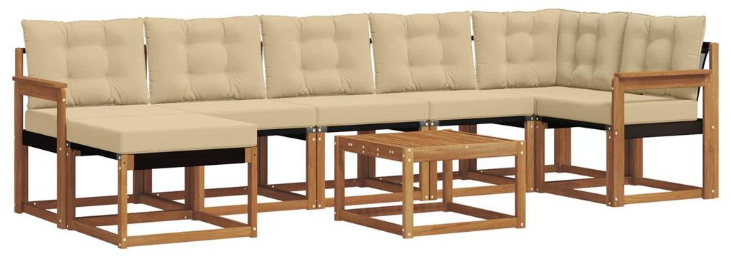 vidaXL Outdoor-Sofagarnitur mit Kissen 8 pcs Natur und Beige