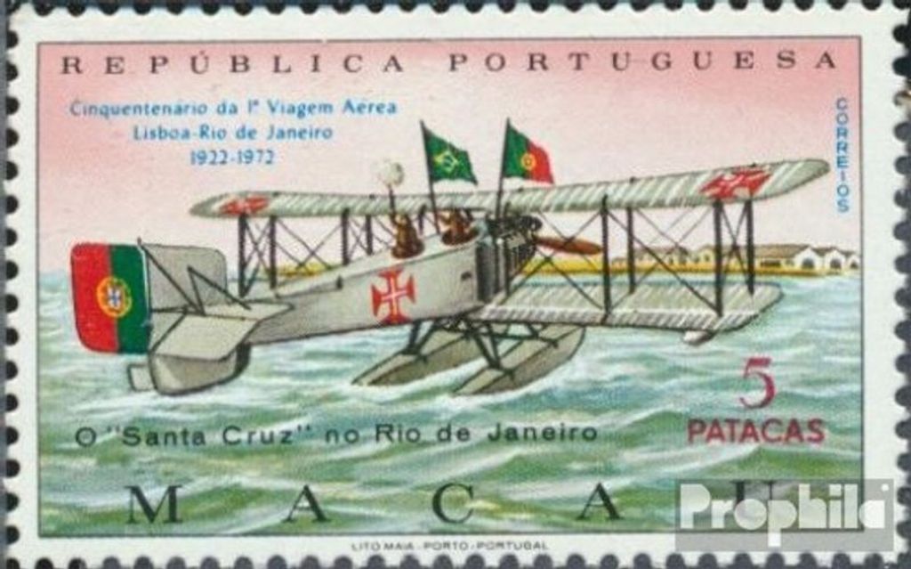 Briefmarken Macau 1972 Mi 455 (kompl.Ausg.) postfrisch 1. Flug Lissabon - Rio de Janeiro