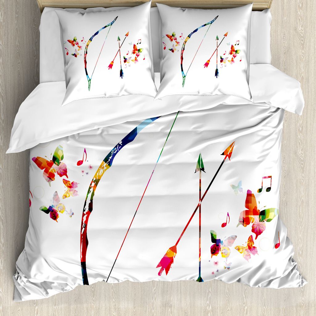 ABAKUHAUS Modern Bettbezug, Abstrakt Pfeil und Bogen, Milbensicher Allergiker geeignet mit Kissenbezügen, 200 cm x 200 cm - 80 x 80 cm, Mehrfarbig