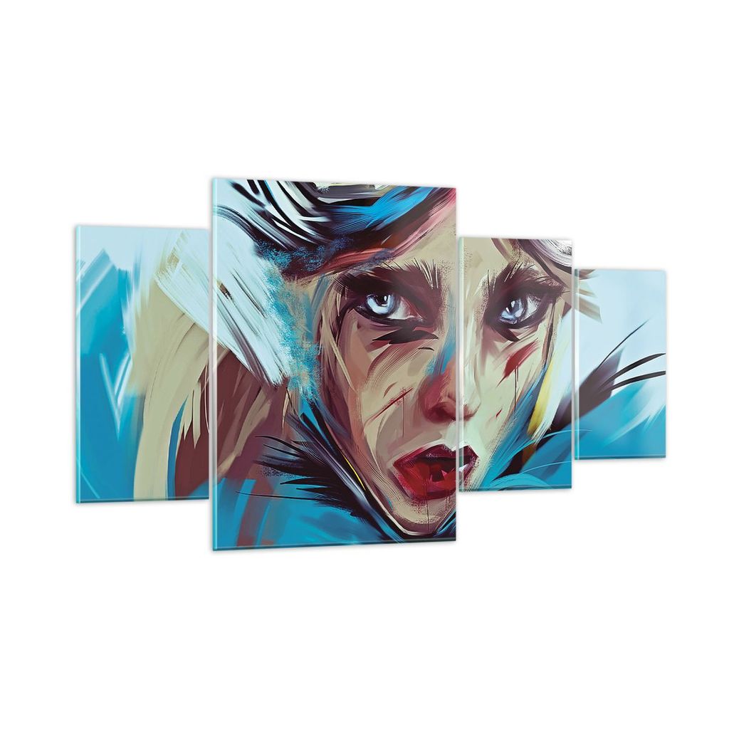 Bilder auf glas - 4 Teile - Stück Modern Frau - 160x90cm - Glasbilder - Wandbilder - Bilder - zum Aufhängen bereit - Wanddekoration aus Glas - Gl...
