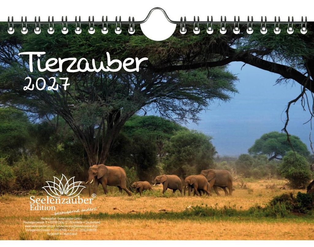 Tierzauber DIN A5 Kalender für 2027 verschiedene Tiere - Seelenzauber